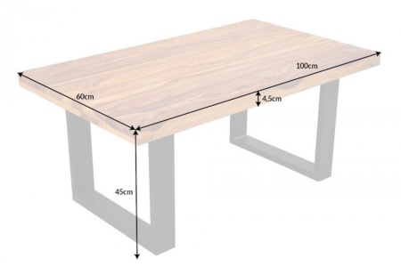 Solide salontafel IRON CRAFT 100 cm Sheesham steen industrieel design - Img 2