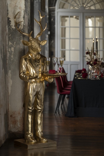 Staande Hert Ober met Plateau Poly Goud 194cm - Img 5