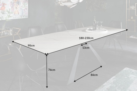 Uitschuifbare eettafel 180-230 cm marmerlook gemaakt van keramiek - Img 4