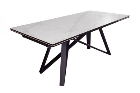 Uitschuifbare eettafel ATLAS 180-220-260 cm keramiek blad in marmerlook Grijs/Wit - Img 8