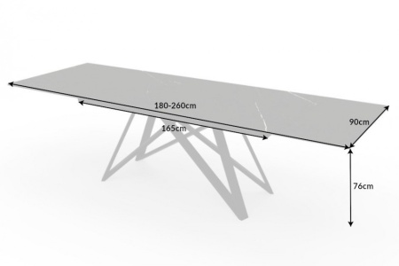 Uitschuifbare eettafel Gomes 180-220-260 cm keramiek plaat in grafiet look - Img 2