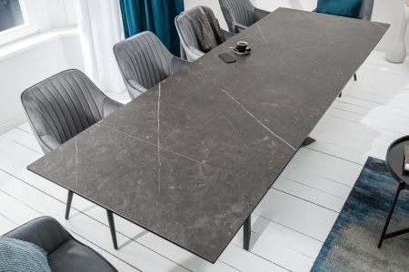 Uitschuifbare eettafel keramiek in grafietlook PHORIA 180-220-260 cm - Img 3