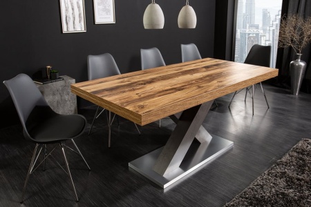 Uitschuifbare eettafel MONTREAL 180-230-280cm plank eiken met X-frame - Img 4