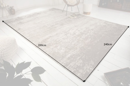 Vintage katoenen vloerkleed 350x240cm beige-grijs verwassen gebruikte look - Img 2
