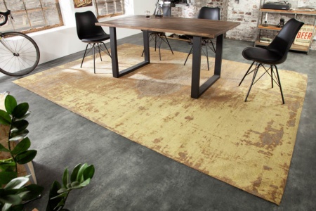 Vintage katoenen vloerkleed 350x240cm roestbruin verwassen gebruikte look - Img 3