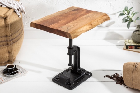 Authentieke bijzettafel FACTORY 43 cm acacia massief hout industrieel design - Img 4