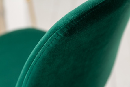 Barstoel Scandinavia donkergroen fluweel stof. goud kleur poten met voeten steun - Img 4