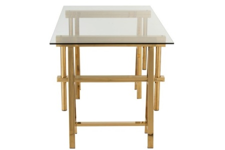 Bureau Verstelbaar Roestvrij Staal/Glas Goud/Transparant 150cm - Img 3