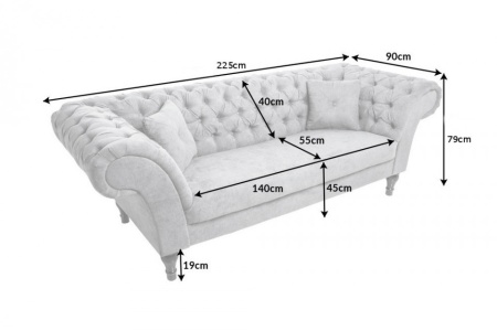 Chesterfield 3-zitsbank PARIS 225 cm grijs met 2 springkussens - Img 5