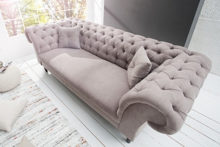 Chesterfield bank 3 zits 225cm zachte katoenen met twee kussens - Img 2