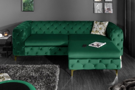 Chesterfield bank MODERN BAROK 240 cm fluweel smaragdgroen 3-zits - Img 3