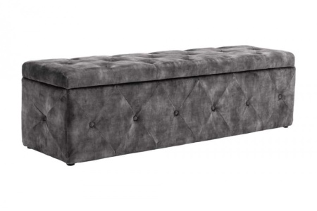 Chesterfield bedbank EXTRAVAGANCIA 140 cm grijs fluweel met opbergruimte - Img 3