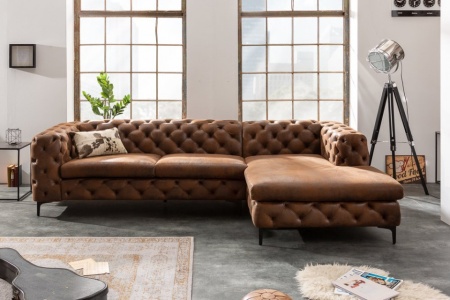 Chesterfield hoekbank MODERN BAROK 275 cm antiek bruin - Img 7
