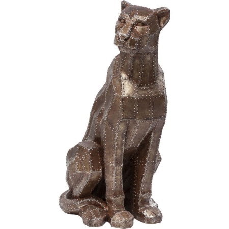 Deco beeld zittende kat klinknagel koper 82cm - Img 6