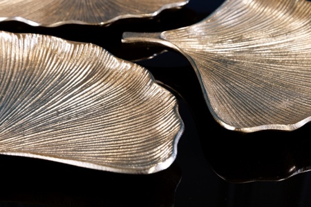 Decoratieve kommen set van 3 GINKGO 30cm goud handgemaakt metaal - Img 5
