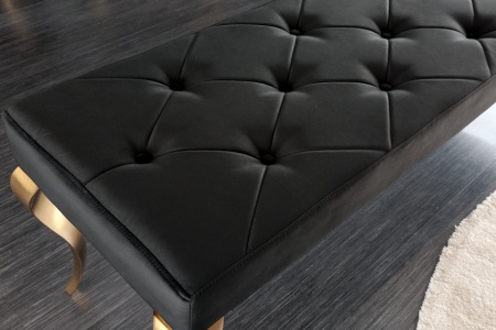 Design bank MODERN BAROK 175cm zwart fluweel goud roestvrij staal - Img 6