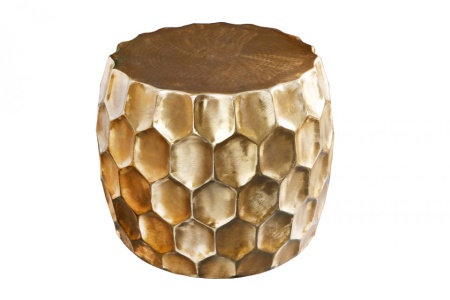Design bijzettafel ORGANIC ORIENT 55cm goud metaal gehamerd nachtkastje handgemaakt - Img 7