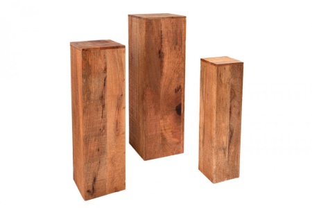 Design deco pilaar set van 3 MAKASSAR 80 cm handgemaakt mangohout - Img 6