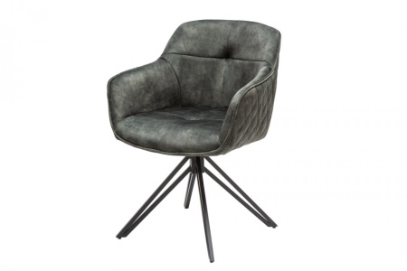 Design draaistoel donkergroen fluweel in retro stijl met sierstiksel - Img 8