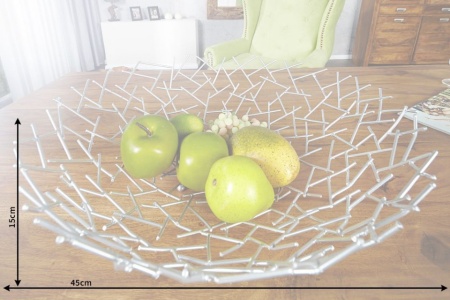 Design fruitschaal STRUCTUUR 45 cm zilver gepoedercoat metaal - Img 5