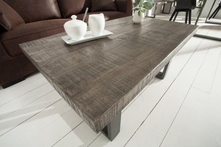 Design salontafel IRON CRAFT 100cm mangohout grijs industrieel design - Img 3