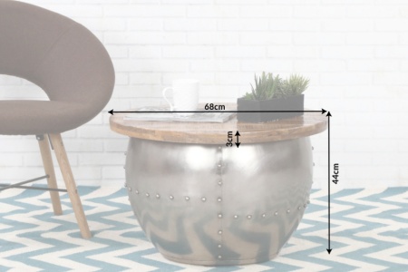 Design salontafel met opbergruimte DRUMP STORAGE 68 cm naturel mangohout Industrial - Img 2