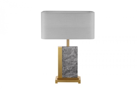 Design tafellamp ELEGANCIA 65cm goudgrijze stoffen kap marmer - Img 3