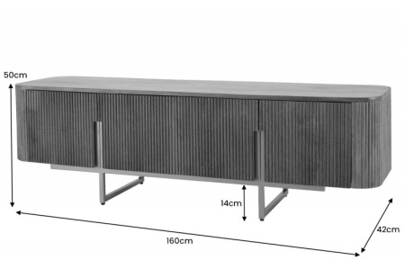 Design tv-meubel GATS 160cm bruin mat goud mangohout retro - Img 2