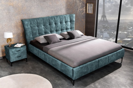 Design tweepersoonsbed BOUTIQUE 180x200cm petrol fluweel kingsize bedframe - Img 2