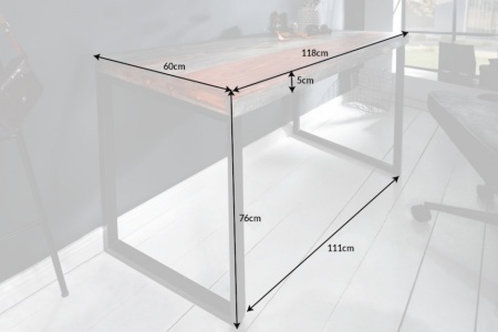 Elegant bureau ELEMENTS 118 cm Sheesham Smoked Finish metalen frame - Img 2