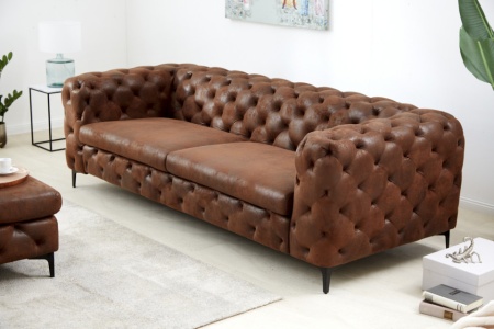 Elegante Chesterfield 3-zits bank MODERN BAROK 235 cm antiek bruin - Img 6