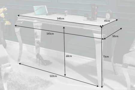 Elegante consoletafel MODERN BAROK 145 cm glasblad in marmerlook roestvrijstalen poten - Img 2