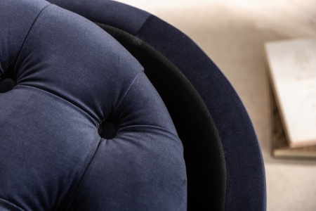 Elegante kruk MODERN BAROK 50 cm donkerblauw fluwelen opbergmand - Img 6
