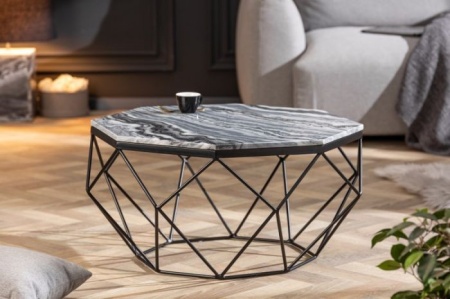 Elegante salontafel DIAMOND 70cm grijs zwart met marmeren blad - Img 2