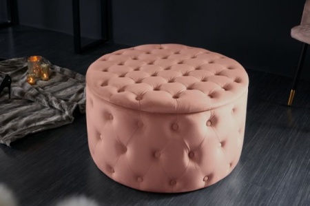 Elegante salontafel / Poef MODERN BAROK 75 cm oudroze fluwelen kruk met opbergruimte - Img 2