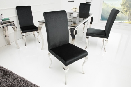 Elegante stoel MODERN BAROK zwart fluwelen stoelpoten van roestvrij staal - Img 3