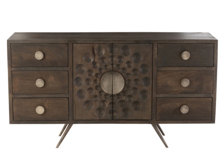 Etnisch Dressoir 2deuren+6laden Mango Hout Bruin 150cm - Img 3