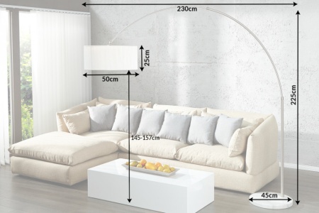 Exclusief design booglamp EXTENSO 230 cm wit met wit marmeren voet - Img 6
