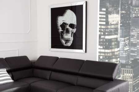 Exclusieve afbeelding wanddecoratie MIRROR SKULL 100x100cm Diamond Skull XXL - Img 2