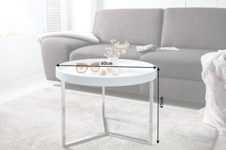 Extravagante salontafel 60cm wit chroom rond incl. dienblad - Img 7