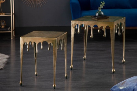 Extravagante salontafel LQUID LINE L 46 cm goud druppelvormig design - Img 4