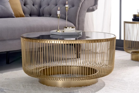 Filigraan design salontafel VARIATION 80cm goud zwart glas handwerk - Img 4