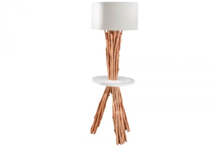 Functionele vloerlamp SERVANT 153 cm longan massief hout met tafel en parasol - Img 7