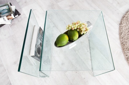 Glazen Bijzettafel transparant 50 cm met opbergvak voor tijdschriften - Img 5