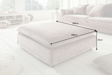 Grote Poef hocker HEAVEN 100cm taupe fluweel in landelijke stijl - Img 2