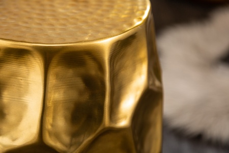 Handgemaakte bijzettafel 46 cm goud gehamerd design metaal-aluminiumlegering - Img 5