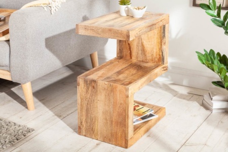 Handgemaakte bijzettafel S 60 cm massief mangohout variabel verstelbaar - Img 3