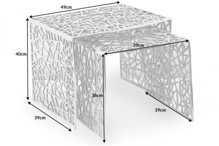 Handgemaakte Design Salontafel Zilver ABSTRACT 49 cm set van 2 - Img 2
