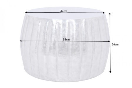 Handgemaakte salontafel MARRAKESCH 55 cm zilver met gehamerd design - Img 2