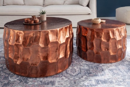 Handgemaakte salontafel ORGANIC ORIENT 53cm koper gehamerd design - Img 4
